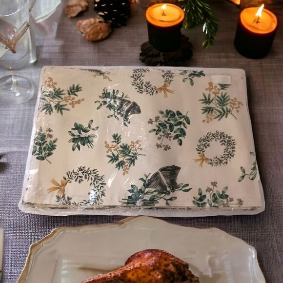6 MARTHA STEWART Placements Bells Greenery Fabric Christmas Holiday Winter NEW.  - Picture 9 of 11
